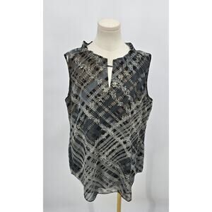 Cabi MInimalist Abstract Whimsigoth Sleeveless Blouse